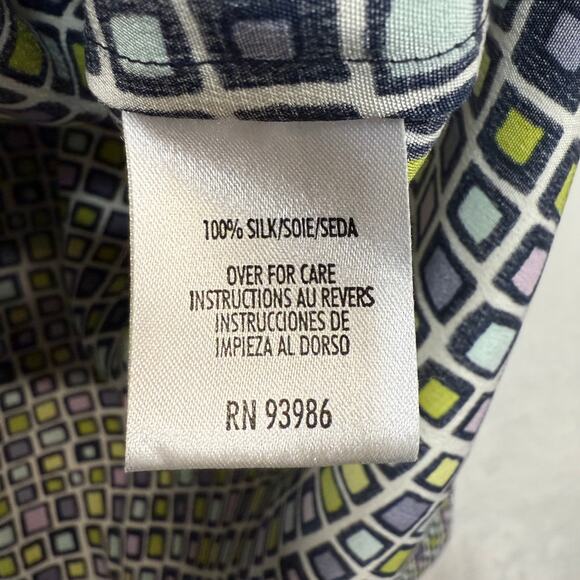 August Max Woman 12W 100% Silk Retro Print Buttoned Top Funky 70s Luxury Costume - Picture 8 of 10